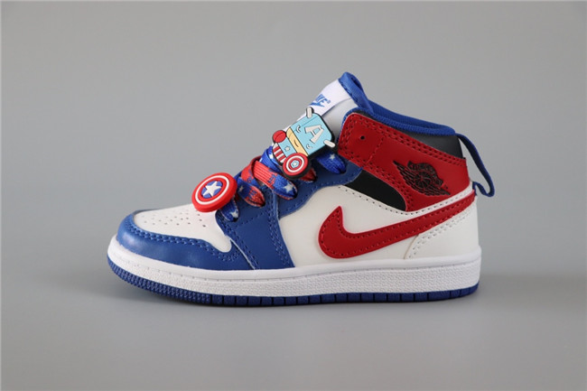 Youth Running Weapon Air Jordan 1 Blue/White/Red Shoes 111